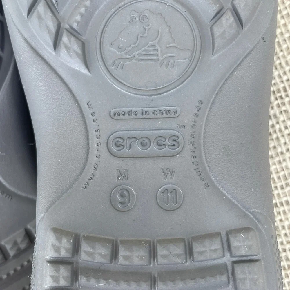Crocs Classic Slide Navy Blue Grey Mens 9 Womens 11 Sandals 12030